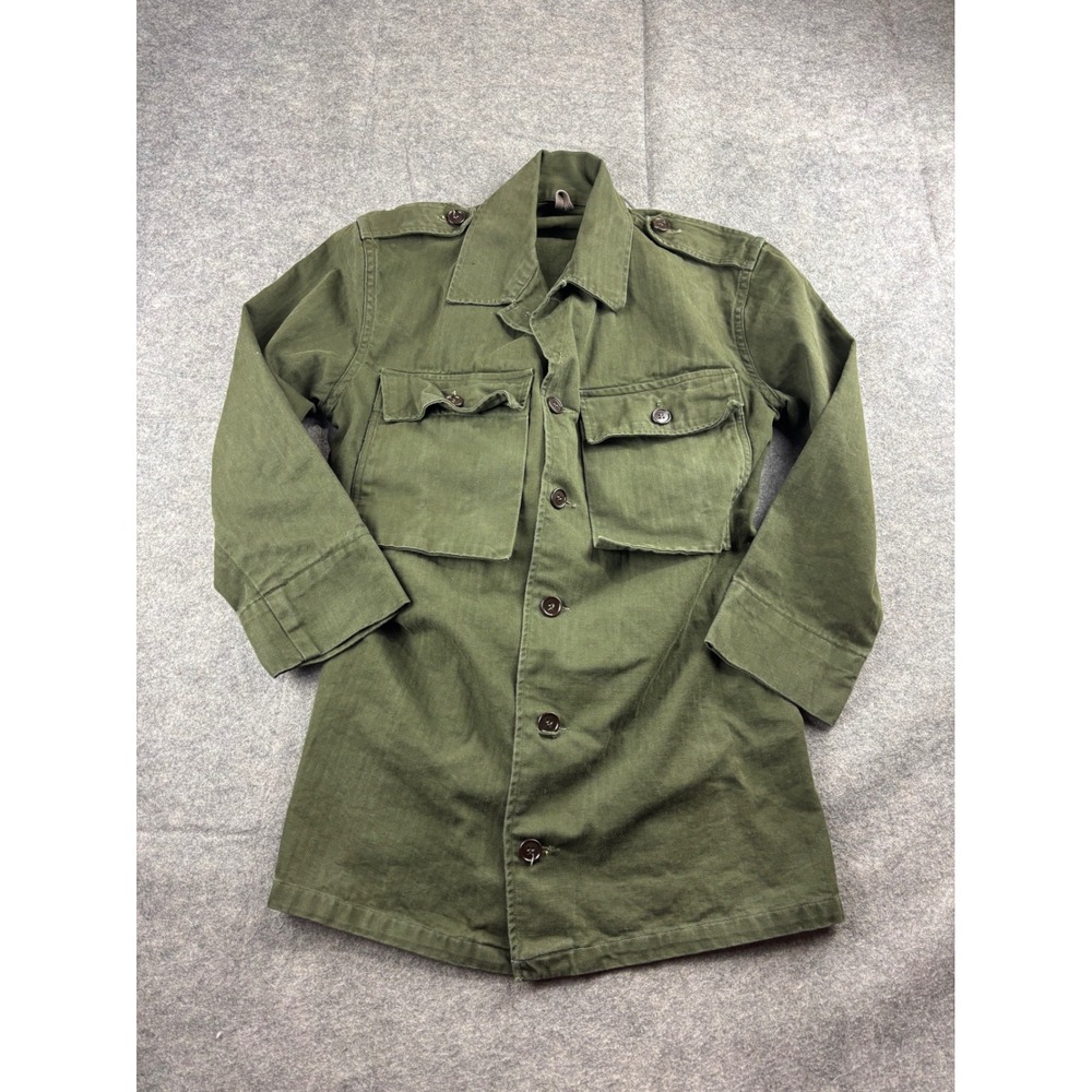 Vintage 1955 Military Field‎ Jacket Olive Drab Green Cotton Twill Mens Small 96C